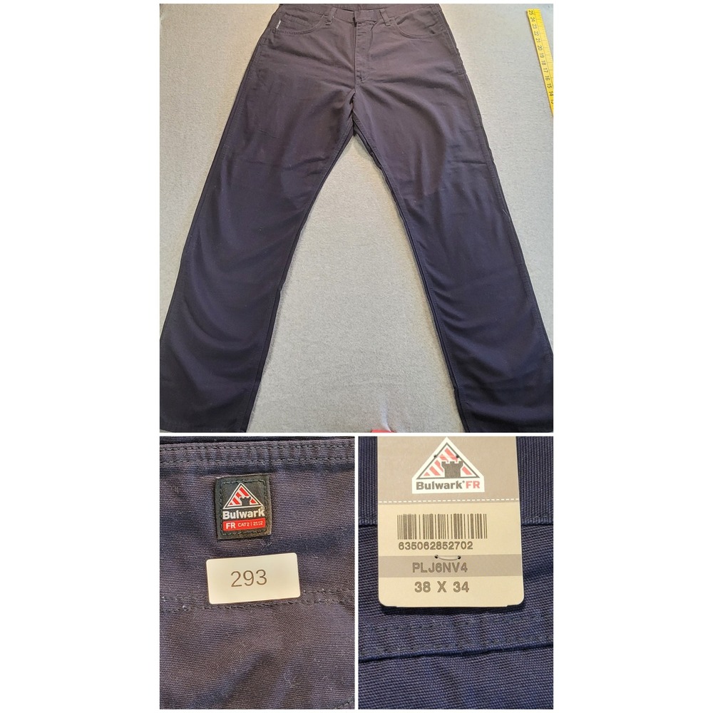 Bulwark FR Men Navy Blue Flame Resistant Work Pants CAT 2 2112 PLJ6NV4 38x34 NEW
